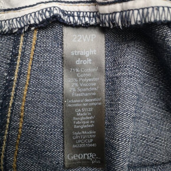 George Plus Ladies Size 22WP Dark Wash Straight Fit Blue Jeans - Picture 5 of 13